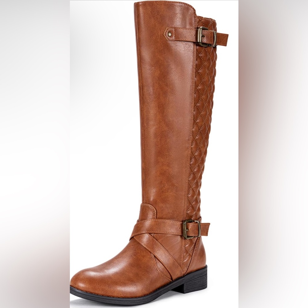 Riding Boots. Brown, faux leather, knee high